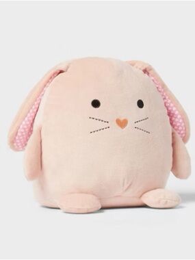 Plush Bunny Weighted Stuffed Animal - Light Pink with Polka Dot Ears